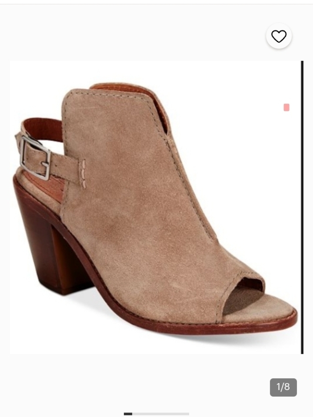 Frye Taupe Suede Peep-Toe Slingback Block Heel